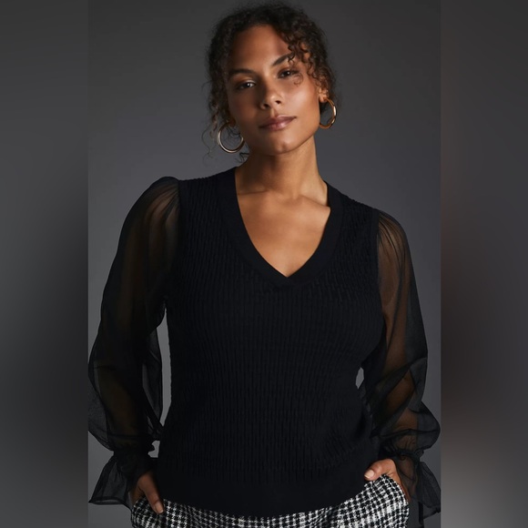 Anthropologie Maeve Sheer-Sleeve Sweater - Picture 7 of 11